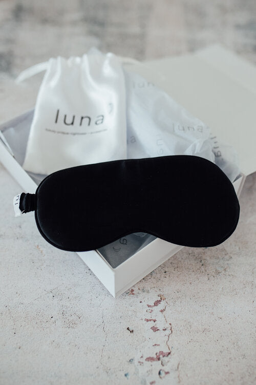 Luna Luxury Black Silk Eye Mask