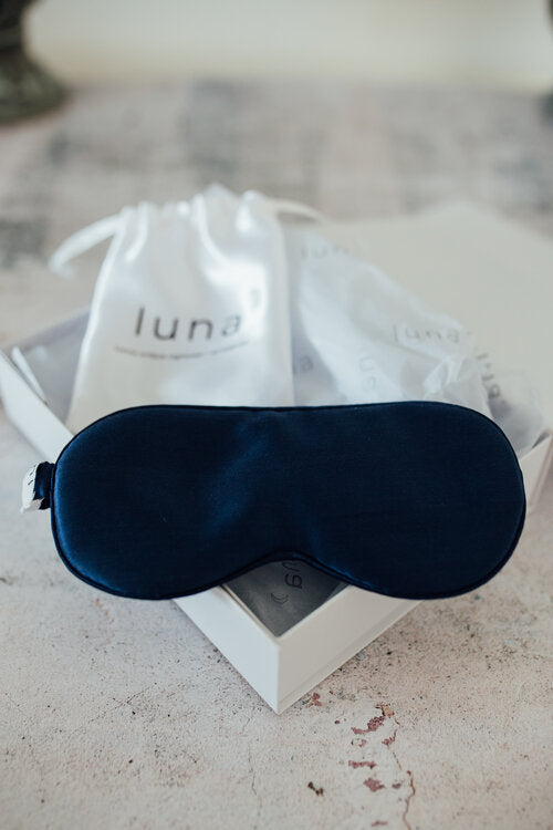 Luna Luxury Navy Silk Eye Mask